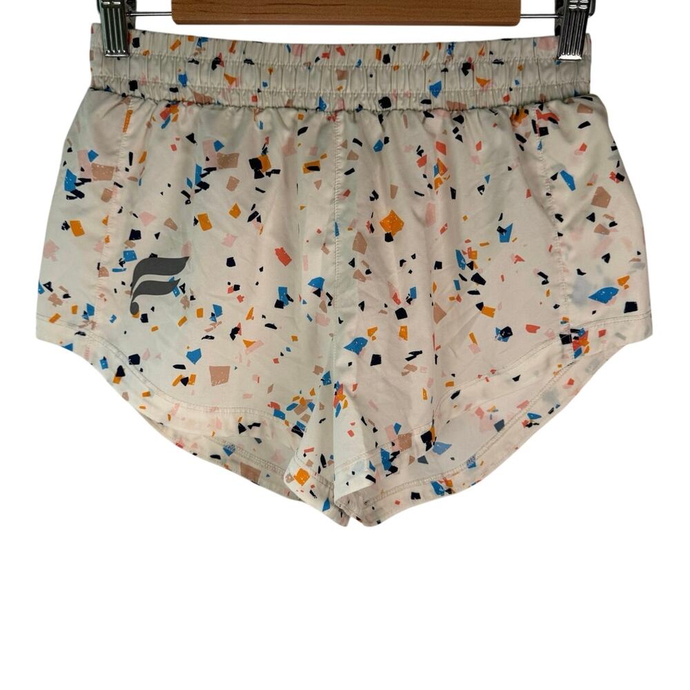 Fabletics Womens S Running Shorts Full Speed Mid Confetti Print Lined Activewear